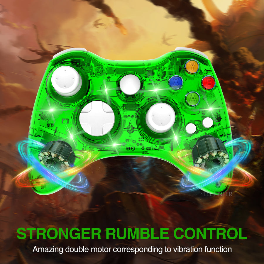 Manette de jeu sans fil transparente avec éclairage